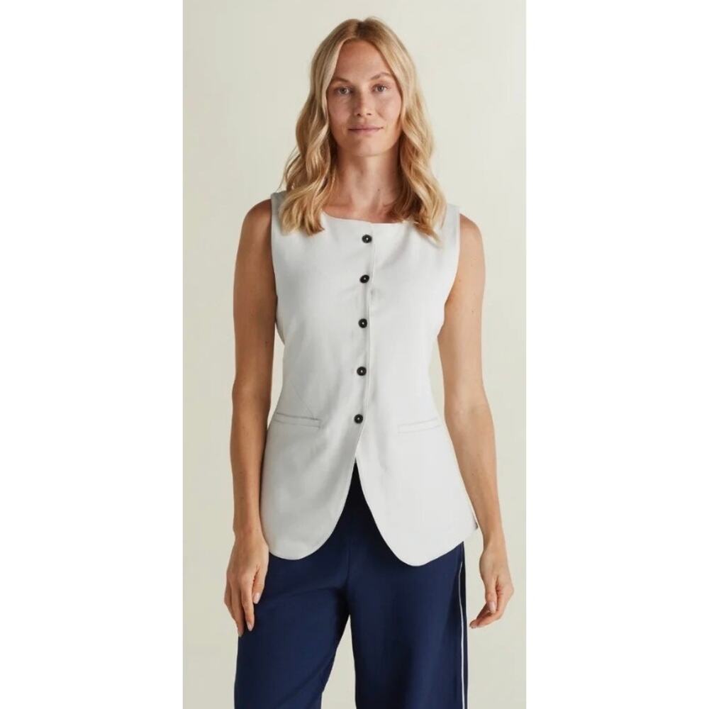 A. Putnam Sport Twill Long Line Vest in Silver Burch Women’s Sz. L